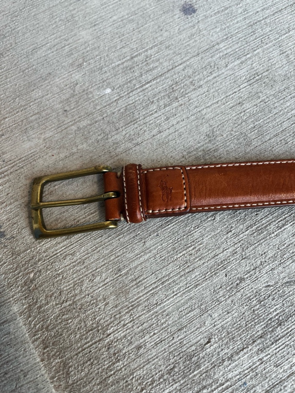 Ralph Lauren Tan Leather Belt with Brass Buckle